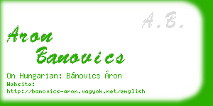 aron banovics business card